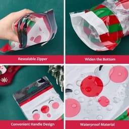Kerst Treat Zakken - Gemengde Kleur - 225 x 155 mm - Zelfsluitende Plastic Zakjes - Voor Snoep en Cadeautjes — thumbnail 4
