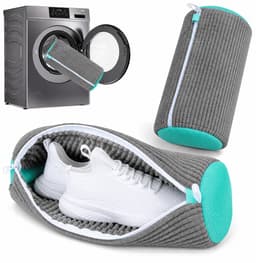 Kaiyaya - 2 stuks waszak voor schoenen - beschermt en voorkomt schade - schoenenwaszak met rits - voor wasmachine - voor sneakers en sportschoenen - grijs, 39x19 cm — thumbnail 1