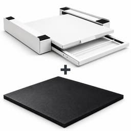 ProductXpert Stacko™ - Stapelkit & Anti Trillingsmat voor Wasmachine en Droger - Tussenstuk - Uitschuifbare Plank met Handdoekhouder - Wit - AntiSlip - Geluidsdempende Antislip Mat - 620 x 620 x 10 mm — thumbnail 1