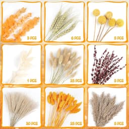 105 stuks herfstdecoratie herfstdecoraties - pluizige gedroogde bloem boeket tafel boho natuurlijke bloemen gedroogde konijnenstaarten voor Thanksgiving & bruiloft arrangement — thumbnail 5