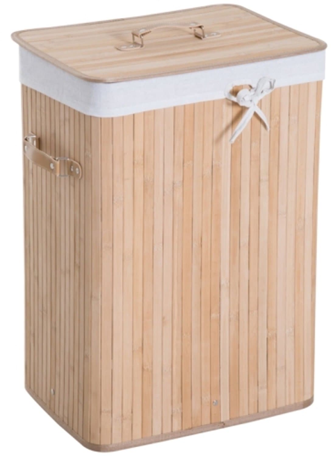 Smalle Wasmand met Deksel 72L – Waskorf met Handgrepen voor Wasruimte en Slaapkamer Natuur — afbeelding 1