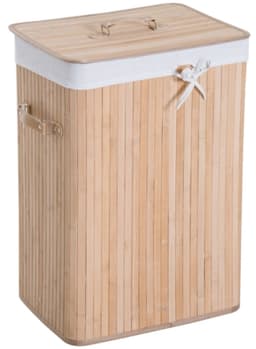 Smalle Wasmand met Deksel 72L – Waskorf met Handgrepen voor Wasruimte en Slaapkamer Natuur — thumbnail 1