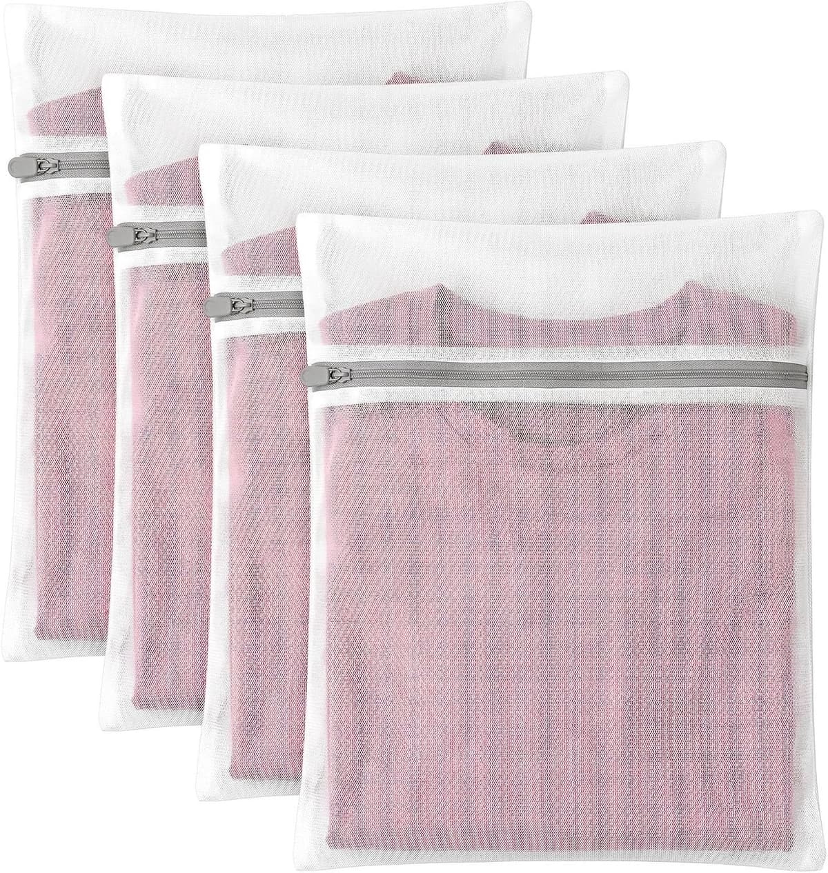 Set van 4 wasnetten van mesh, 30 x 25 cm, ideaal voor delicate kleding, wasmachine en bescherming — afbeelding 1