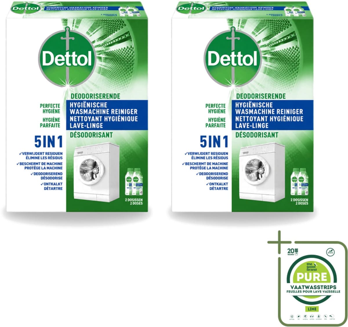2 x Dettol - Hygiënische Wasmachine Reiniger - 5-in1 Formule - 500ml - Grootverpakking - Vaatwasstrips - Wasmachine Reiniger - Hygiëne Wasmachine - Wasmachine Reinigen - Wasmachine Reiniger 5 In 1 - Wasmachine Geur — afbeelding 1