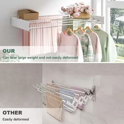 Prime Home Wasrek - Wasrek hangend - Hangrek kleding - Kledingdroogrek - 5 inklapbare stangen - Ruimtebesparend - Binnen en buiten - Grijs — thumbnail 4