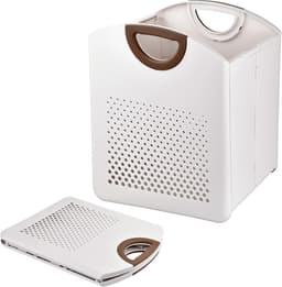 Wasmand, 27 liter, kunststof materiaal, opvouwbare vuile wasmand met handvat, robuuste ademende vuile wasmand voor badkamer, slaapkamer, wit — thumbnail 1