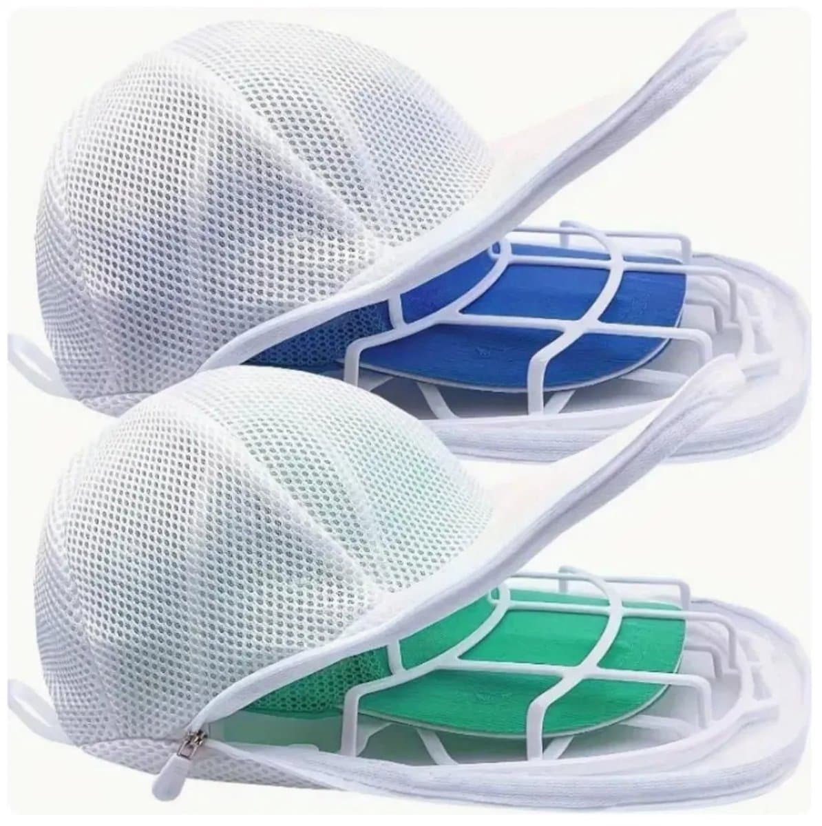 Wasrek Geschikt voor baseballpetten, 2-delige set, Geschikt voor het wassen van petten in de wasmachine om vervorming te Geschikt voorkomen, beschermt de vorm van de pet en zorgt Geschikt voor een reiniger, wit — afbeelding 1