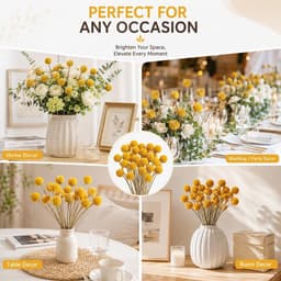 Gedroogde bloemen, gedroogde Craspedia gedroogde bloemen, natuurlijke gedroogde bloemen van Craspedia Globosa geel voor bloemstukken, decoraties met Craspedia (50 stuks) — thumbnail 3