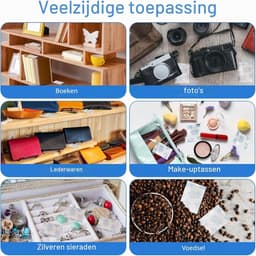 10 g x 32 stuks anti-schimmel droogmiddelzakken van silicagel, vochtabsorberende zak in levensmiddelenkwaliteit, siliconen luchtontvochtiger zak met 10 zakjes met trekkoord voor levensmiddelen en — thumbnail 3