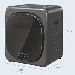 Mini wasdroger met LED-touchscreen en 6 programma's – 48x40x56 cm – Luchtafvoerdroger met 4 kg laadvermogen – voor kleine ruimtes – Grijs — thumbnail 3