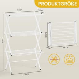 Droogrek radiator - Wit - Klein, Inklapbaar, Staand Wasrek - Ruimtebesparend Torenwasrek voor Badkuip — thumbnail 4