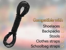 Rubberen band, elastisch rubberen koord, gebruikt voor doe-het-zelf tent, rugzak, schommels, waslijn, camping, veters, stoffen, armbanden, sieraden (zwart, 5 m) — thumbnail 2