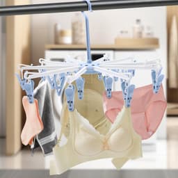 2 stuks - inklapbaar droogrek voor sokken Inklapbaar droogrek met 40 knijpers – compact droogrek voor sokken en ondergoed - blauw - Sokkendroger - Sokken Hanger - Beha's - bh's - Wasrek inklapbaar - Droogcarrousel - Klein Wasrekje - voor op reis — thumbnail 2