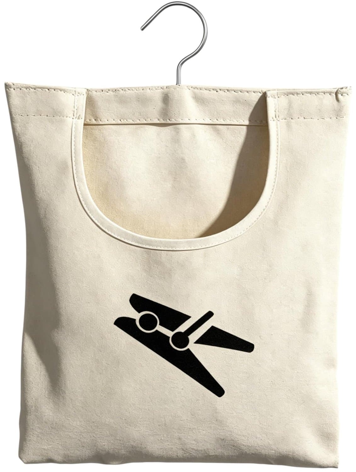 Wasknijperzak - 32 x 28 cm - Katoen canvas - 360° draaibare haak - Wit — afbeelding 1