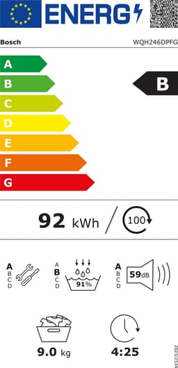 BOSCH WQH246DPFG Serie 6 Warmtepompdroger 9kg - B - Wifi Home Connect - Silent Dry — thumbnail 2