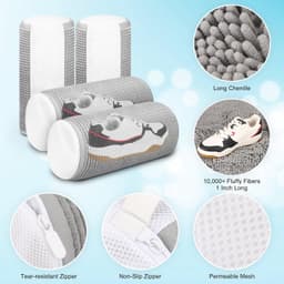 Set van 2 schoenwaszakken, geschikt voor wasmachine en droger, herbruikbare waszakken van mesh met ritssluiting, zachte voering van vezels, met vakjes voor binnenzool en veters (grijs). — thumbnail 3