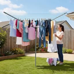 Droogmolen voor buiten - Waslijn molen - Kleding drogen - Voorgemonteerd - 60 m - Grijs groen — thumbnail 2