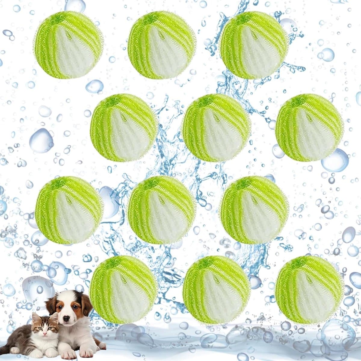 12 Stuks Wasmachine Haarvanger, Nylon Wasballen, Wasmachine Wasballen, Pluisverwijderaar Ballen Herbruikbare, Kat Hond Haarverwijderaar Wasmachine, voor Het Verwijderen van Haren van Huisdieren(Groen) — afbeelding 1