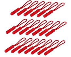 Operitacx 40stuks Zipper Pullers Met Cylindrische Kop Sterke Verlengstukken Voor Tassen Kleding Rugzakken Koffers Voor Thuis Winkelgebruik Rood