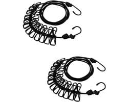 2 stuks, draagbare elastische waslijn, uittrekbaar, reiswaslijn met klemmen, outdoor vakantie, waslijn voor reizen, slaapzaal, campingaccessoires, 185 cm