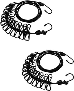2 stuks, draagbare elastische waslijn, uittrekbaar, reiswaslijn met klemmen, outdoor vakantie, waslijn voor reizen, slaapzaal, campingaccessoires, 185 cm — thumbnail 1