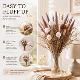 Gedroogde bloemen, decoratie, natuur, 63 stuks, doe-het-zelf, gedroogde bloemen, boeket, ideaal voor boho, woonkamer, slaapkamer, vazen (LZGSGO-0103) — thumbnail 2