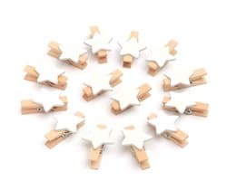 Houten wasknijpers ster - Christmas - 35 mm - 100 stuks - Bruin
