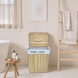 Hoppa! Bamboe Wasmand - 2 Vakjes - Natuurlijke Kleur - 52 x 32 x 63 (B x D x H) — thumbnail 5