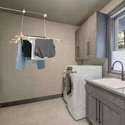 Plafond Kledingdroger met Katrol 6 Latten 0.9m Wit - Ruimtebesparend en Duurzaam Droogrek — thumbnail 2