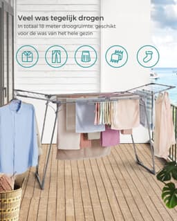ElevateCommerce – Staande Droogrek voor Wasgoed – Opvouwbaar Wasrek met Sokkenhouder – Ruimtebesparend & Stevig – Zilver — thumbnail 4