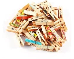 100 Stuks Mini Houten Waslijn Knijpers – Kleurrijk Geschilderde Plankjes voor Foto's & Knutselen