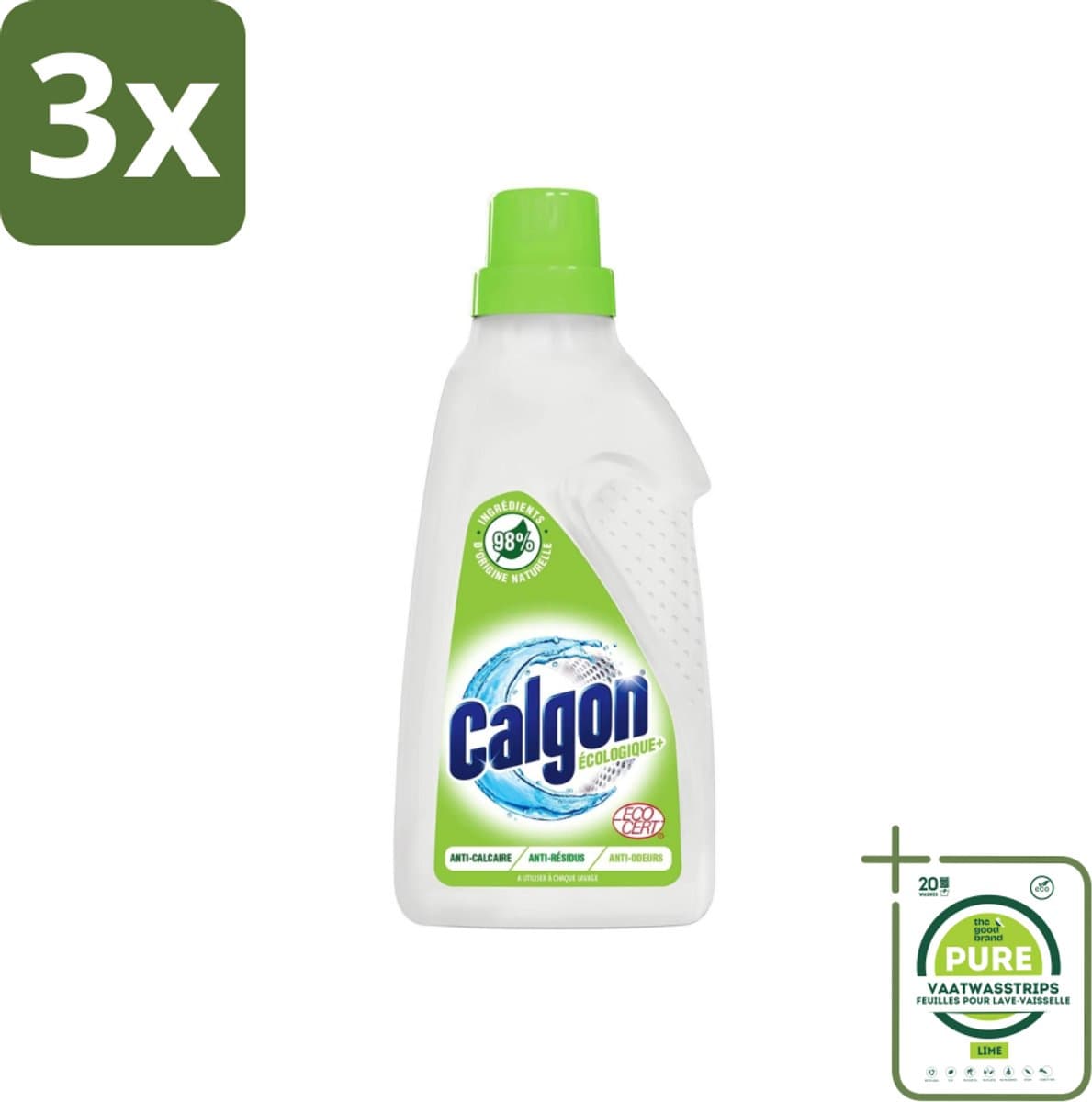 3 x Calgon - Wasmachinereiniger - Gel - Ecologisch - Tegen Kalkaanslag / Wasmiddelresten / Geuren - 750ml - 15 Wasbeurten - Grootverpakking - Wasmachine Reiniger - Wasmachine Onderhoud - Kalk Verwijderaar - Wasmiddelresten - Geur Neutraliserend — afbeelding 1