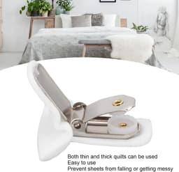 12 stuks Dekbedpinnen - Bed Sheet Holders - Quilt Clips - Dekbedovertrek Clips - Attachment Comforter - Quilt Fixing Clips - Om rommelige lakens te organiseren - Wit - Metaal — thumbnail 3