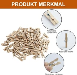 100 Stuks Mini Houten Klemmetjes 2.5 cm - Decoratieve Knijpers voor Foto's en Ambachten — thumbnail 5