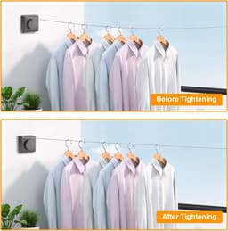 Uittrekbare Waslijn RVS 4,8 Meter - Wandmontage & Niet-Doorhangend — thumbnail 5