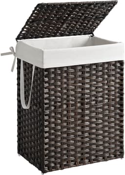 Unyqoos® Grote opvouwbare wasmand van synthetisch rotan met deksel en handgrepen — thumbnail 1