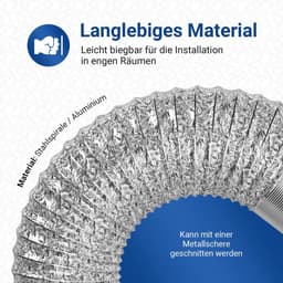3 m Afvoerslang 125 mm Flexibele Buis voor Luchtgeleidingssystemen - Airconditioningslang en Reserveslang voor Droger en Afzuigkap — thumbnail 2