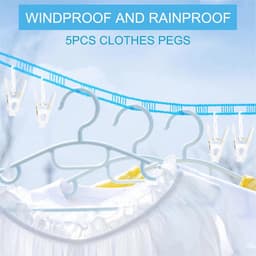 Draagbare Winddichte Nylon Waslijn - 3 Stuks 8m met Antislip Pins voor Binnen en Buiten — thumbnail 2