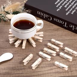 Mini Wasknijpers - Houten Klemmen - Foto's Ophangen - Met Jute Touw - 150 Stuks - Naturel — thumbnail 3