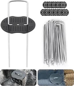 Grondankers voor Tent en Tuin - 50 Stuks met Bufferschijven - 150 mm Lang, Roestvrij Staal — thumbnail 1