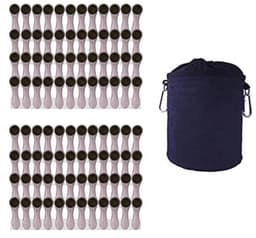 Kledingharingen met Zachte Grip en Kleren Peg Bag - 96 x Zilveren Pinnen, 1 x Zwarte Tas — thumbnail 1