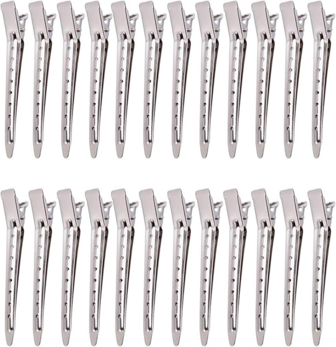 24x Zilveren Krokodillen Haarspeldjes - Alligator Clips voor Knippen, Stylen & Extensions — afbeelding 1