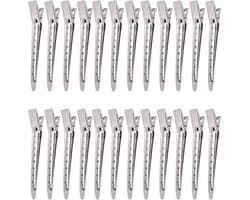 24x Zilveren Krokodillen Haarspeldjes - Alligator Clips voor Knippen, Stylen & Extensions