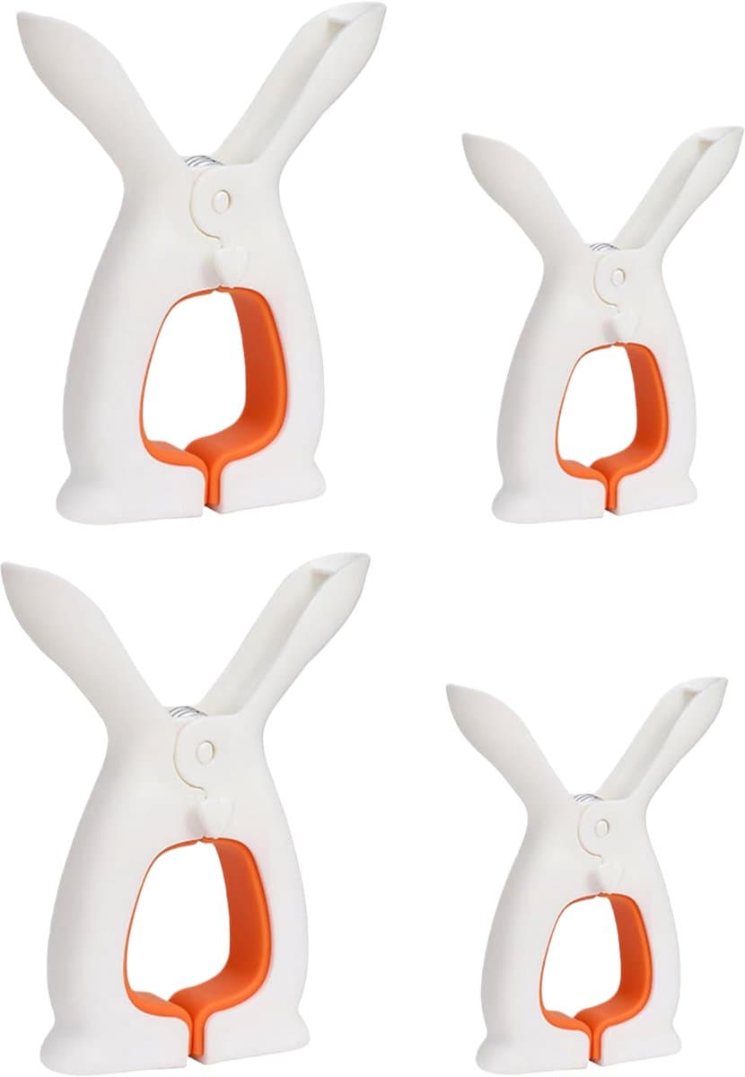 Set van 4 - Handdoekclips voor strandstoelen - Kledingclips - Windbestendige kledingclips voor balkon - Stevige clips - 2 grote en 2 kleine clips (oranje) — afbeelding 1
