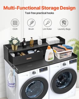 Milova Wasmachine- en droger aanrecht - Washok - Organizer - Aanrechtblad voor op wasmachine en droger - Hout — thumbnail 3