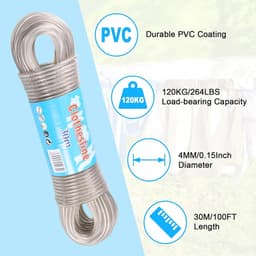 30 m Waslijn Touw - Sterke Draad voor Buiten - Roestvrij en Waterdicht - 4 mm Diameter — thumbnail 5