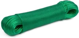 Buitenwaslijn - Kunststof Gecoat - Robuust Stalen Kabel - Scheurbestendig - Huis Tuin Camping - 50m Groen Waslijndraad met stalen kern — thumbnail 1