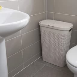 Faux Rotan 50 Liter Wasmand met Deksel - Houtskoolgrijs — thumbnail 2