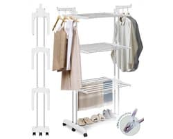 BAUER & MEYER® - Droogrek - Inklapbaar Wasrek - Incl. 20 wasknijpers - Droogtoren - Wastoren - 173 x 75 x 63 cm - Wit