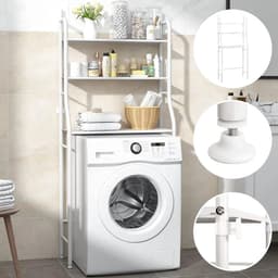 Amolass - Wasmachine Kast - Wasmachine Ombouw - Opbouwmeubel - Opbergrek - 160x68x25cm - Wit - Wasmachine Max 90x68cm (LxB) — thumbnail 3